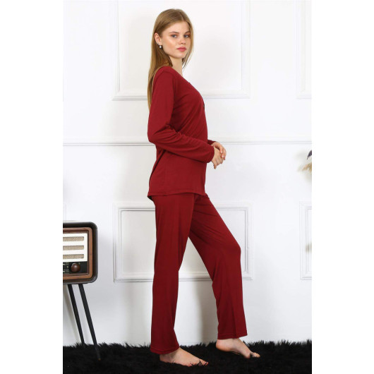 Women's Combed Cotton Long Sleeve Plaid Pajama Set