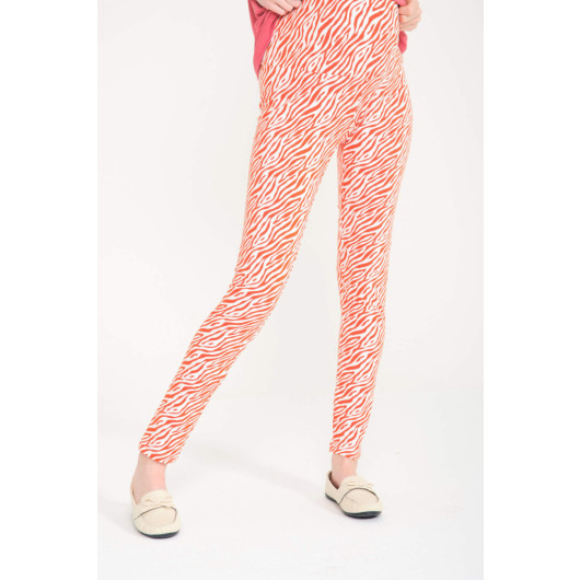 Red And White Camouflage Patterned Maternity Tights