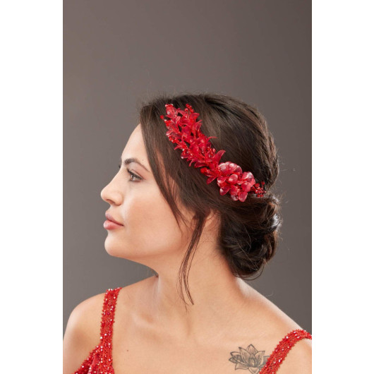 Red Special Design Bridal Hair Accessory