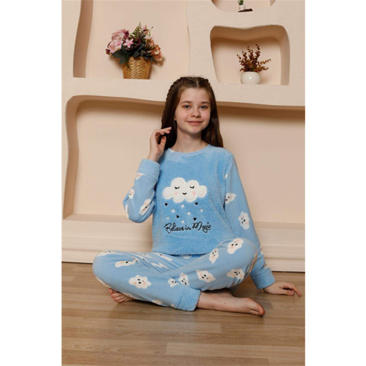 Girl's Welsoft Polar Blue Pajama Set