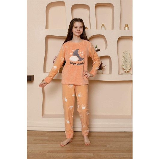 Girl's Welsoft Polar Orange Pajama Set