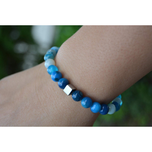 Blue Agate Bracelet Natural Stone