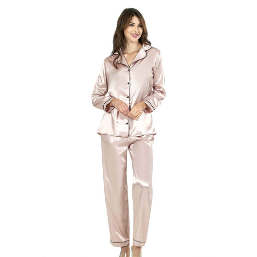 Powder Double Satin Nightgown Pajama Set