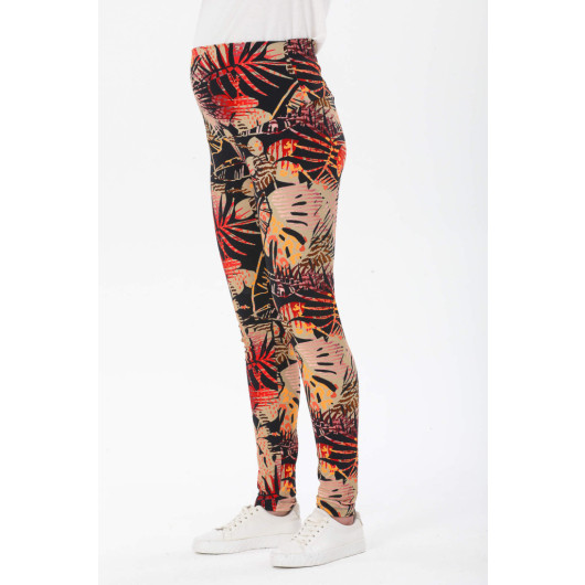 Colorful Floral Patterned Maternity Tights