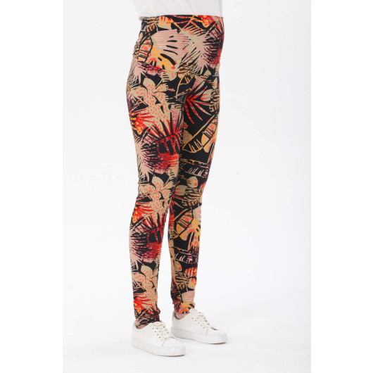 Colorful Floral Patterned Maternity Tights