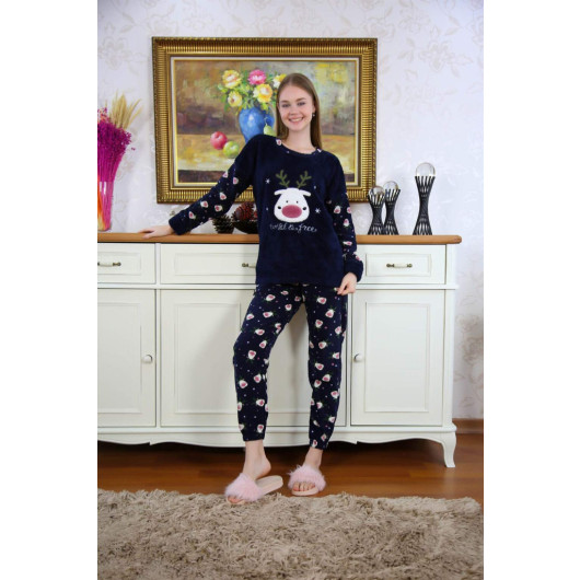 Women's Navy Pajama Set From Wellsoft Polar
