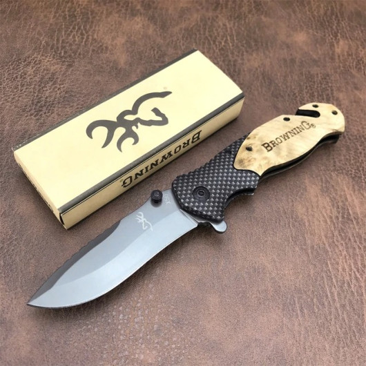 Browning X50 Wooden Handle Clip Pocket Knife