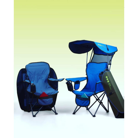 Blue Color Camping Beach Chair With Foldable Canopy