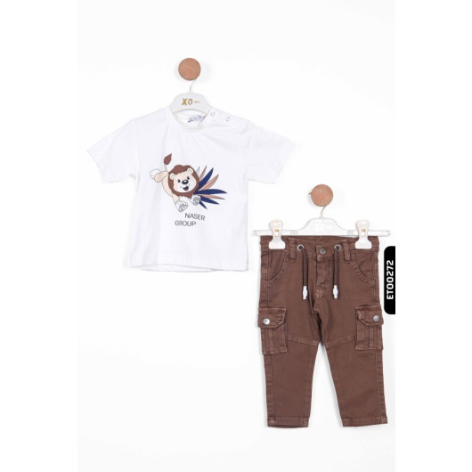 4 Piece Boys Trousers Set With Cargo Pants 12, 36 Months