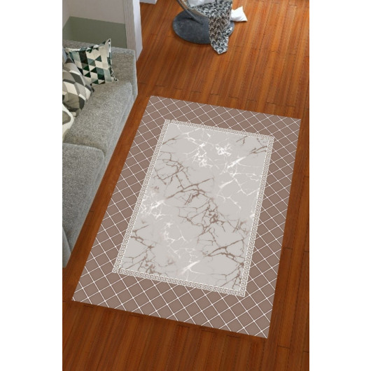 Modern Carpet Cover With A Silky Brown Marble Pattern