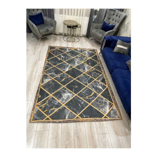Plush Turkish Carpet Cover With A Marble Pattern