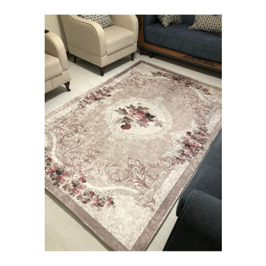 Modern Velvet Carpet Cover With Elegant Decorations And Flowers