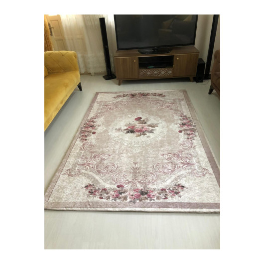 Modern Velvet Carpet Cover With Elegant Decorations And Flowers