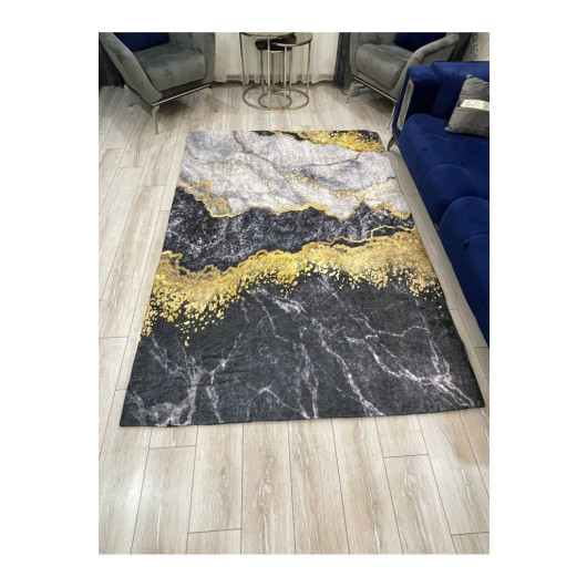 Black And Gold Turkish Velvet Carpet Cover