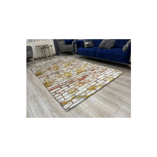 Plush Golden Brick Pattern Rug Cover