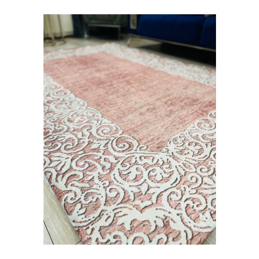 Pink Velor Carpet Cover With Elegant Frame Decoration