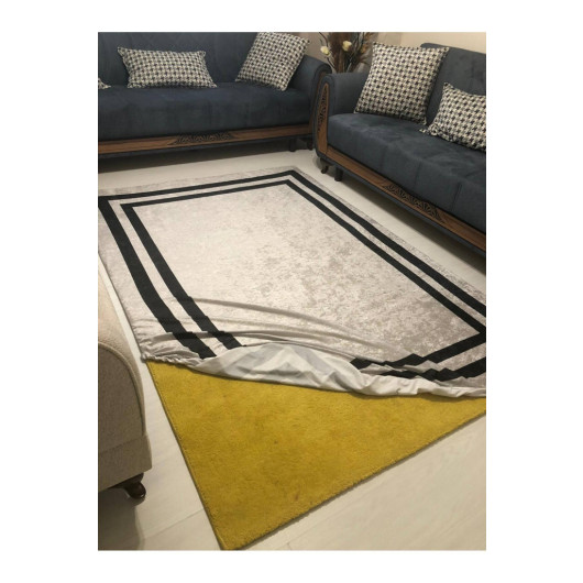 Modern Gray Velor Carpet Cover With A Black Frame