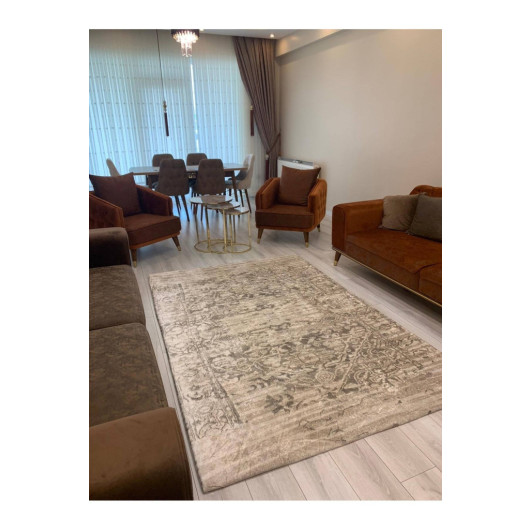 Gray Silk Patterned Carpet Cover