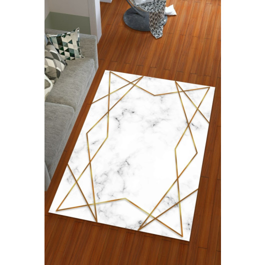 Silk Velvet White Color Gold Stripe Pattern Elastic Carpet Cover