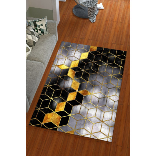 Silk Velvet Gold Color Pyramid Pattern Elastic Carpet Cover