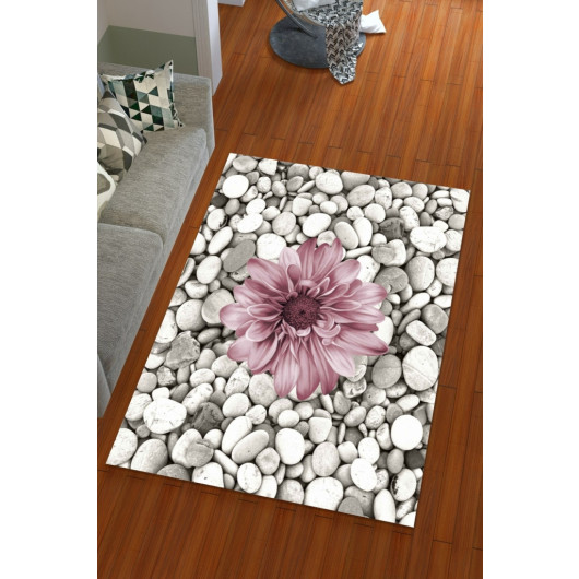 Silk Velvet Gray Colored Flower Pattern Elastic Carpet Cover On Stone