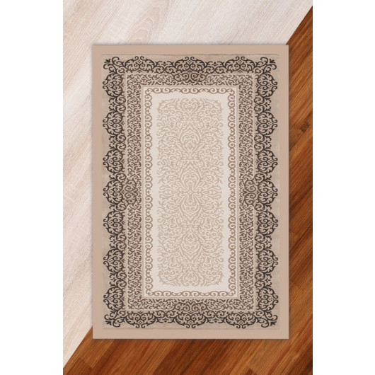 Silk Velvet Dusty Rose Color Frame Pattern Elastic Carpet Cover