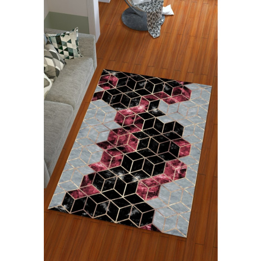 Silk Velvet Red Color Pyramid Pattern Elastic Carpet Cover