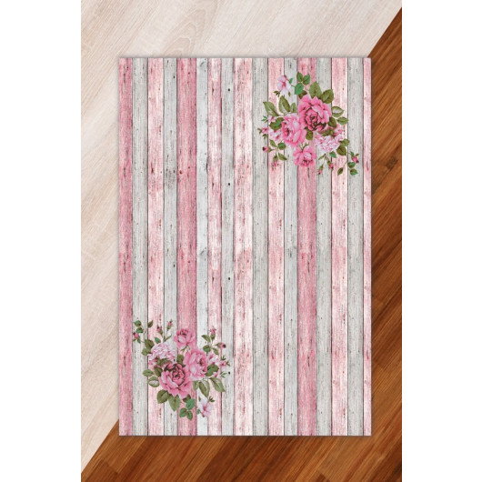 Silk Velvet Pink Color Wood Floor Pattern Elastic Carpet Cover