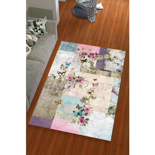 Silk Velvet Pink Color Spring Pattern Elastic Carpet Cover