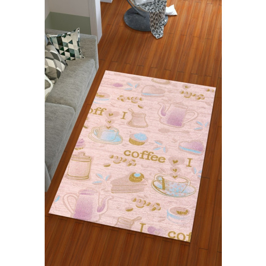 Silk Velvet Pink Color Kitchen Pattern Elastic Carpet Cover