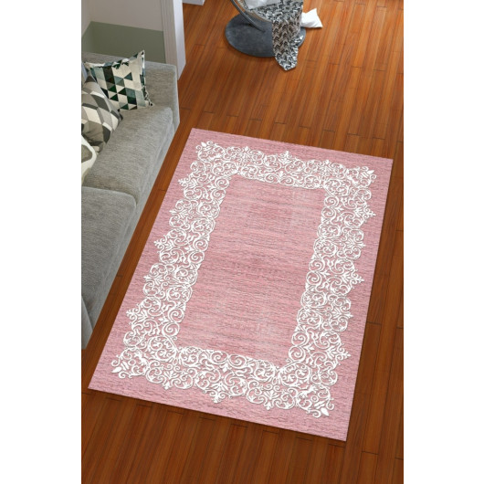 Silk Velvet Pink Color Waterway Pattern Elastic Carpet Cover