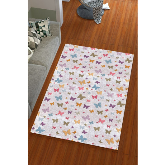 Silk Velvet Colorful Colorful Butterfly Pattern Elastic Carpet Cover