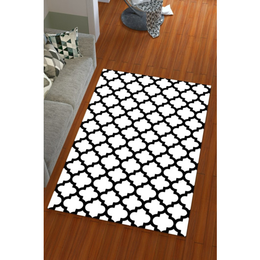 Silk Velvet Black White Color Cup Pattern Elastic Carpet Cover