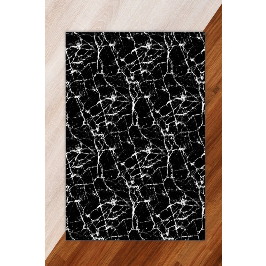 Silk Velvet Black Color Marble Pattern Elastic Carpet Cover