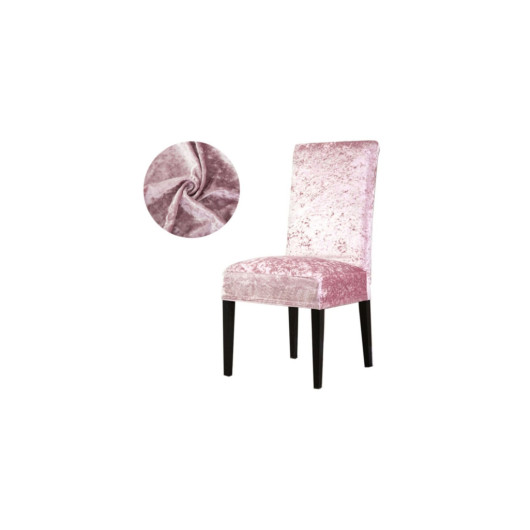 Light Pink Velor Dining Table Chair Cover