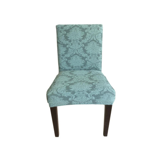 Blue Decorative Jacquard Chair Cover With Elastic