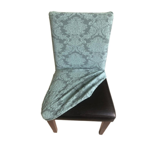 Blue Decorative Jacquard Chair Cover With Elastic