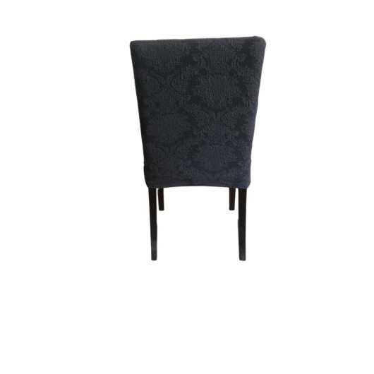 Gray Textured Jacquard Chair Cover With Elastic