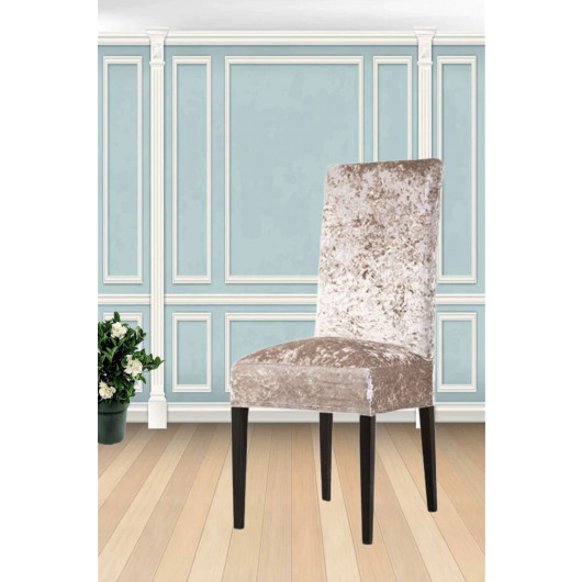 Light Brown Lycra Velvet Dining Chair Cover