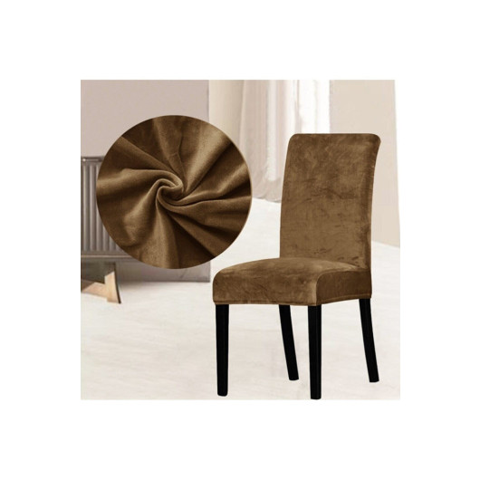 Brown Lycra Velvet Dining Chair Cover