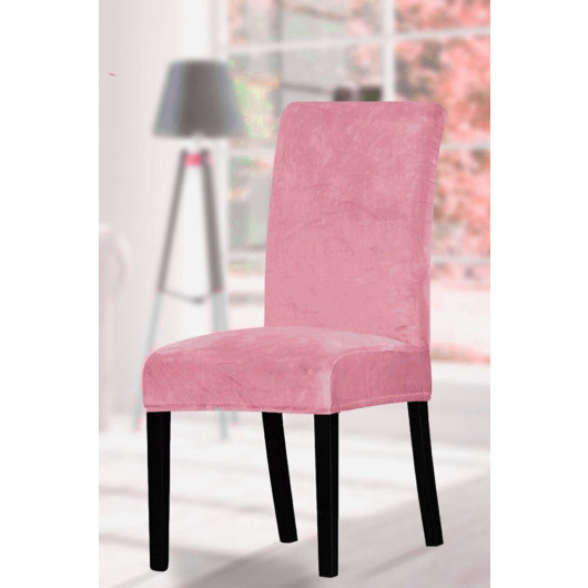 Pink Lycra Velvet Dining Chair Cover