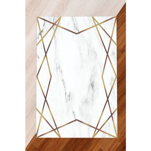 Anti Slip Base White Gold Color Star Striped Marble Pattern Multi-Purpose Decorative Carpet