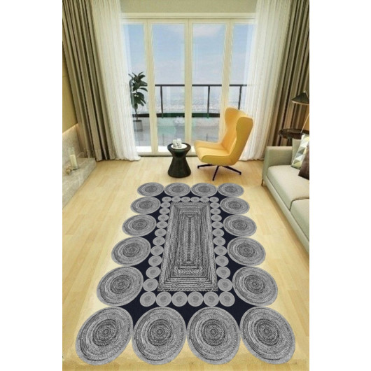 Modern Carpet With Gray Circle Frame