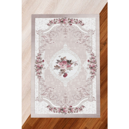 Anti Slip Base Colorful Ottoman Floral Pattern Decorative Carpet With Core