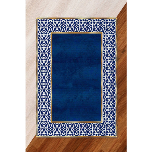 Navy Blue Silk Velvet Elastic Carpet Cover