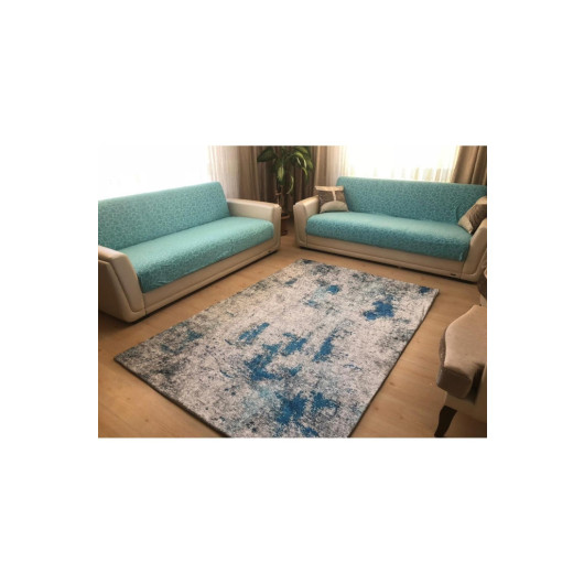 Gray And Blue Velor Rug Cover