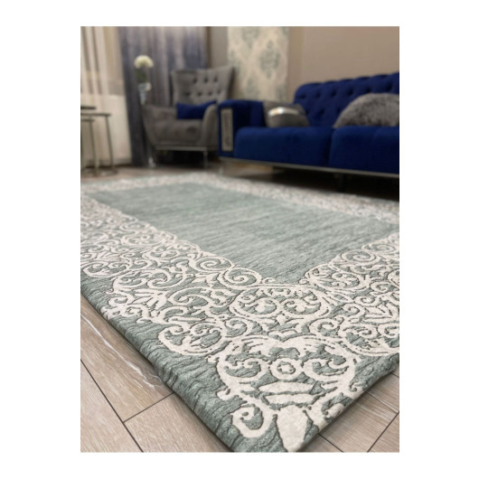 Blue Velor Carpet Cover With Frame Decoration