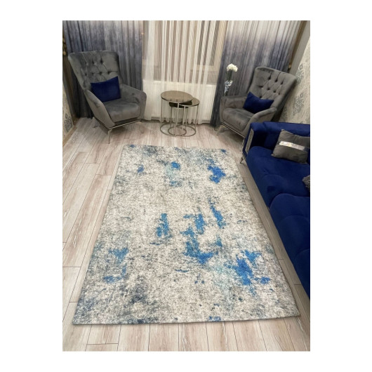 Gray And Blue Velor Rug Cover