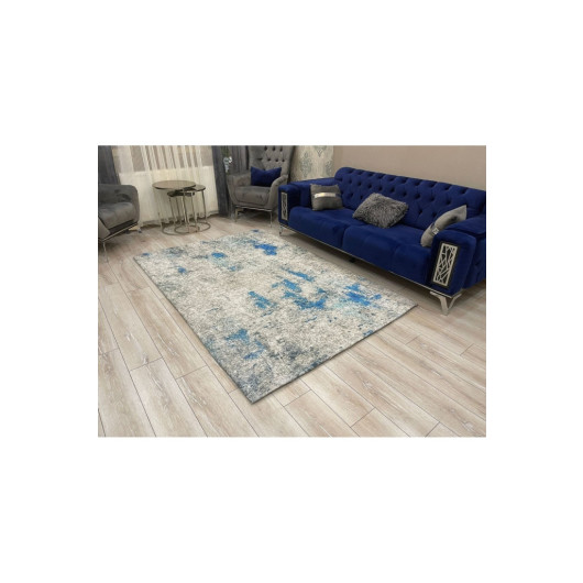 Gray And Blue Velor Rug Cover