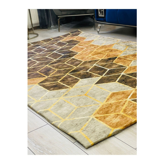 Colorful Velvet Carpet Cover With A Brown 3D Pattern